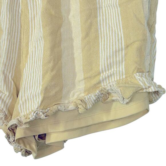 American Eagle Linen Blend Ruffle Runner Shorts Yellow Striped Size Small - Picture 7 of 13